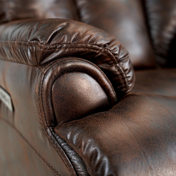 Leather Gel Zero Gravity Brown 37.5W” Width Power Recliner with Power Headrest ( Sofa )