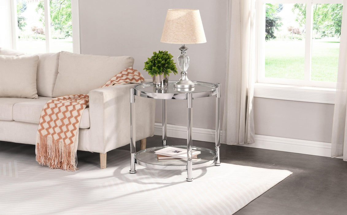 Contemporary Acrylic End Table, Side Table with Tempered Glass Top, Chrome/Silver End Table for Living Room&Bedroom