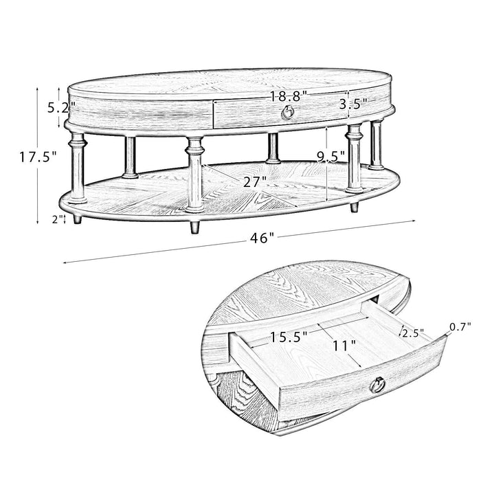 Pandion Coffee Table withStorage-WALNUT