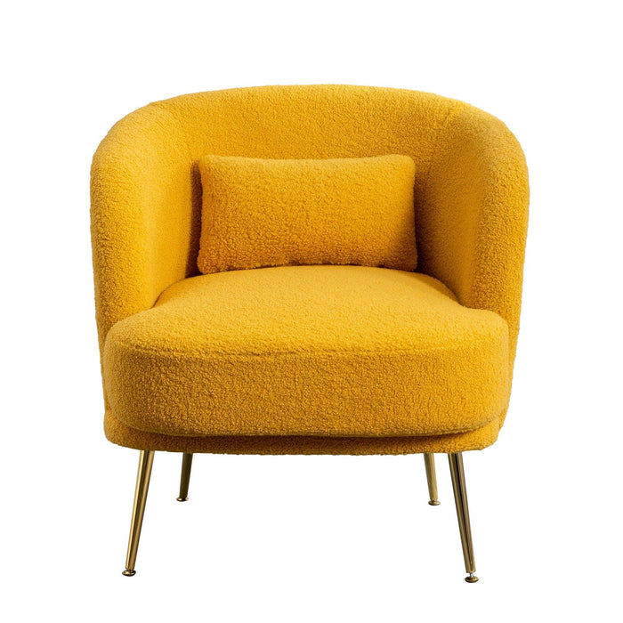 30.32"W Accent Chair Upholstered Curved Backrest Reading Chair Single Sofa Leisure Club Chair with Golden Adjustable Legs For Living Room Bedroom Dorm Room (Mustard Boucle)