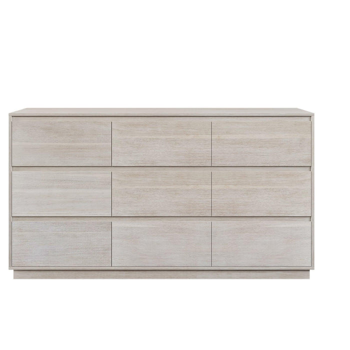 Modern Style Soild Wood 9-Drawer Dresser for Bedroom, Living Room, Stone Gray