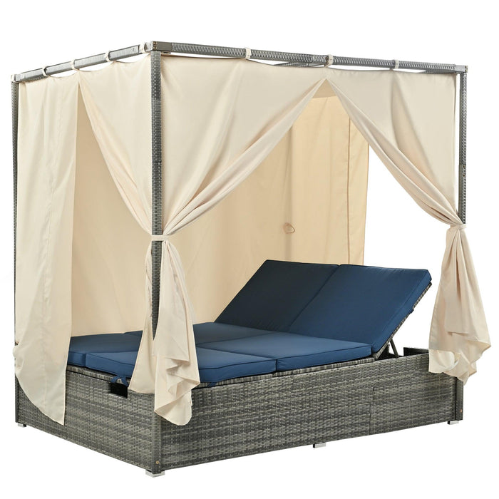 Adjustable Sun Bed With Curtain,High Comfort，With 3 Colors