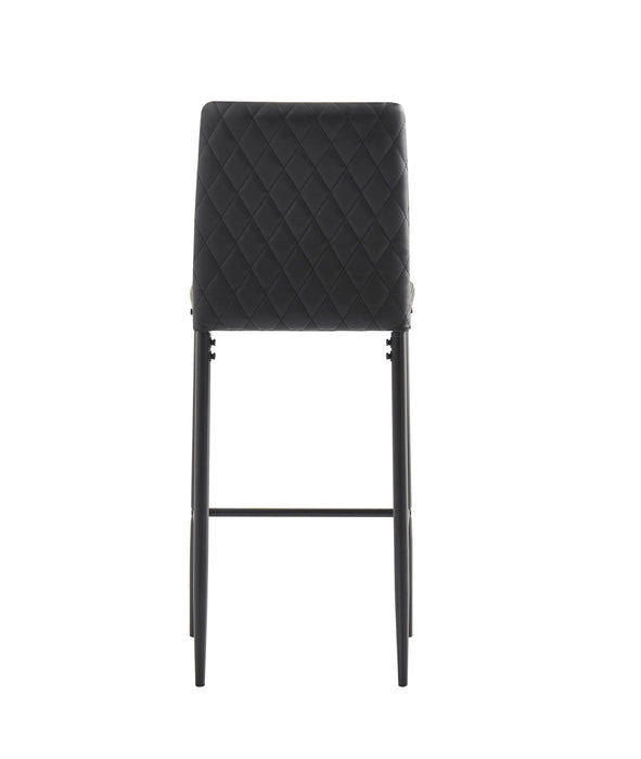 BlackModern simple bar chair, fireproof leather spraying metal pipe, diamond grid pattern, restaurant, family, 2-piece set