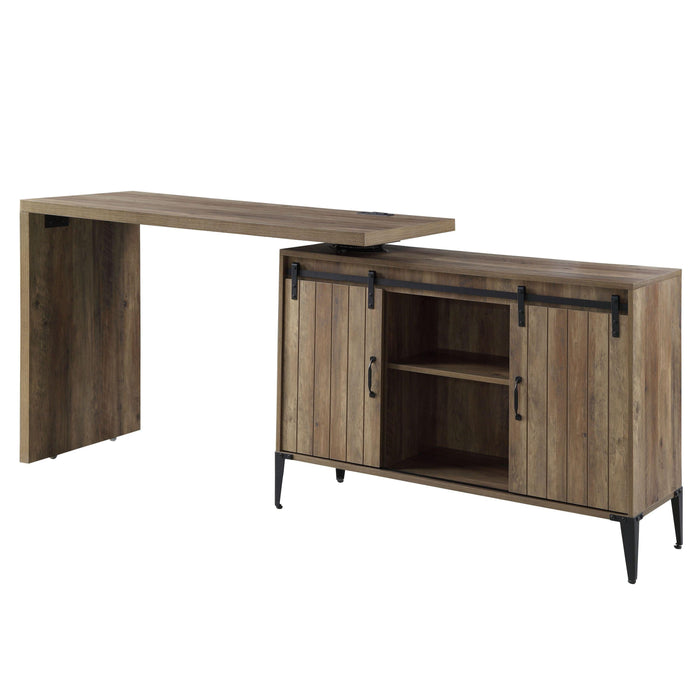 ACME Zakwani Writing Desk w/USB-Desk, Rustic Oak & Black Finish OF00154