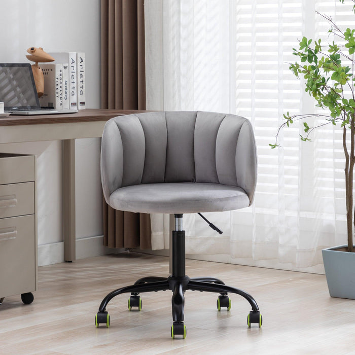 Zen Zone Velvet Leisure office chair, suitable for study and office, can adjust the height, can rotate 360 degrees, with pulley，Grey