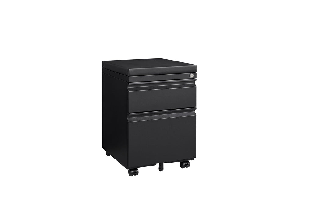 Mobile File Cabinet 2-Drawer Pedestal with Lock forStorage Use for Home Office and Business Enterprise,Legal/Letter Size Black,With 5 Wheels,with Leather cushion