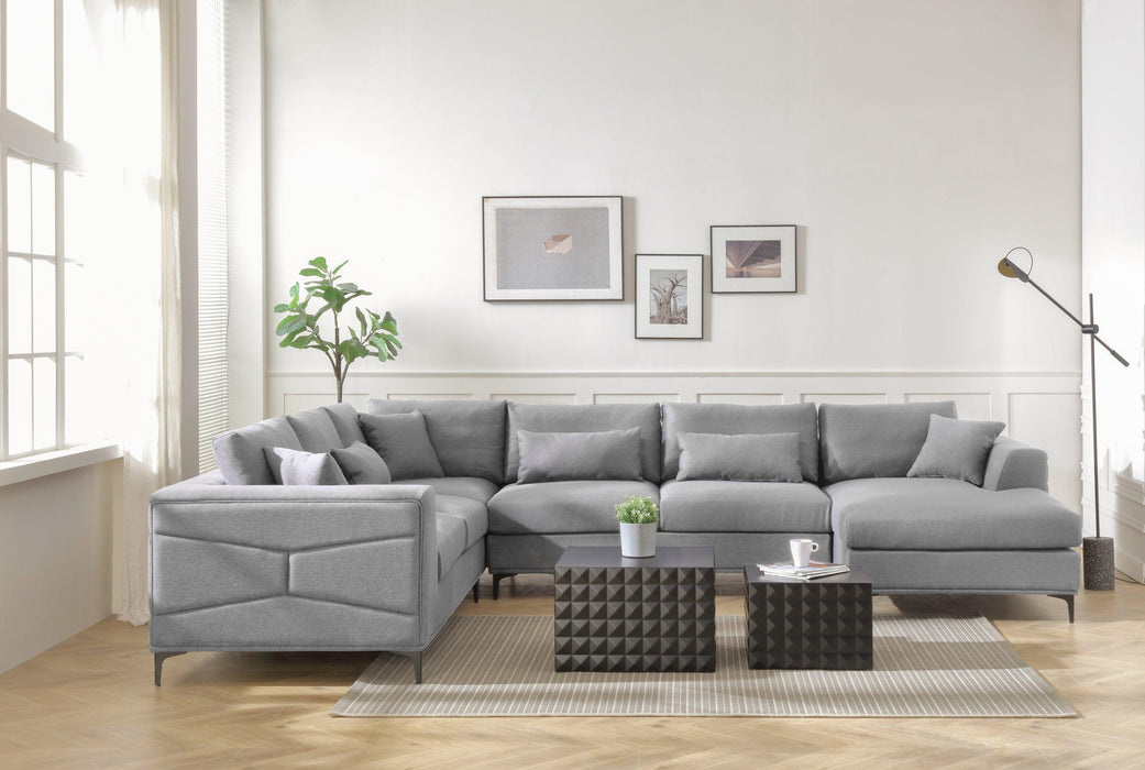 Large Sectional Sofa,145"(L)x117"(W) Classic Look with Tufted Pattern on Outer Armrest and Back, Grey