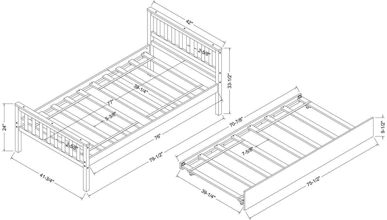 Twin Bed with Trundle, Platform Bed Frame with Headboard and Footboard, for Bedroom Small Living Space,No Box Spring Needed,White