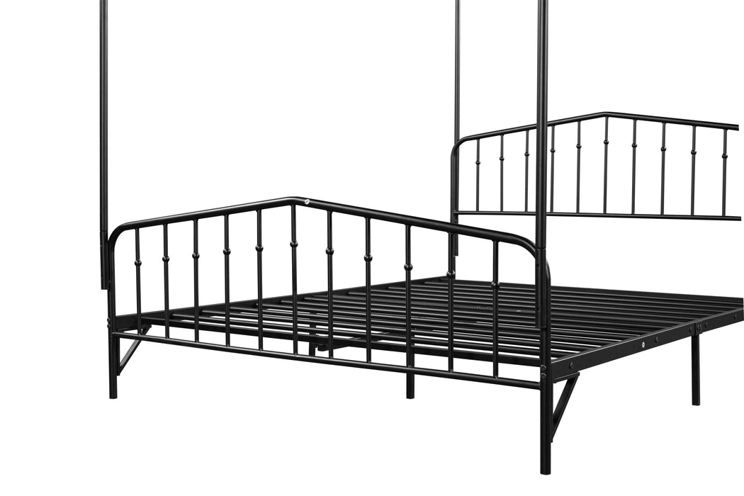 Detachable Queen Anti-Noise Metal Canopy Bed