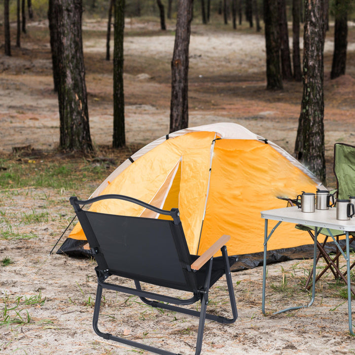 Folding Camping Chair for Adults with Handle andStorage Bag, Small Size, 253lbs Load Bearing Collapsible Outdoor Furniture for Leisure, Beach, Picnic, Hiking, Fishing (Color: Black), S