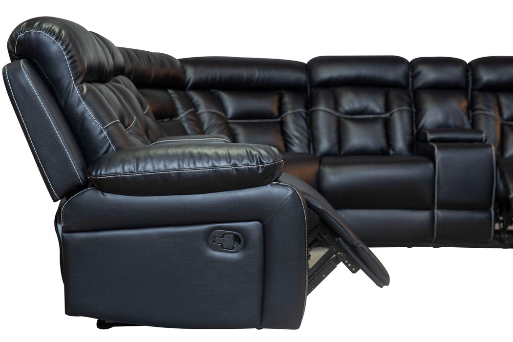 Manual Reclining Sofa Faux Leather Sofa Set Black