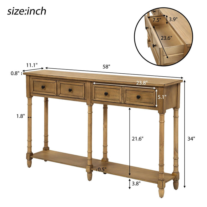 Console Table Sofa Table Easy Assembly with TwoStorage Drawers and Bottom Shelf for Living Room, Entryway (Old Pine)