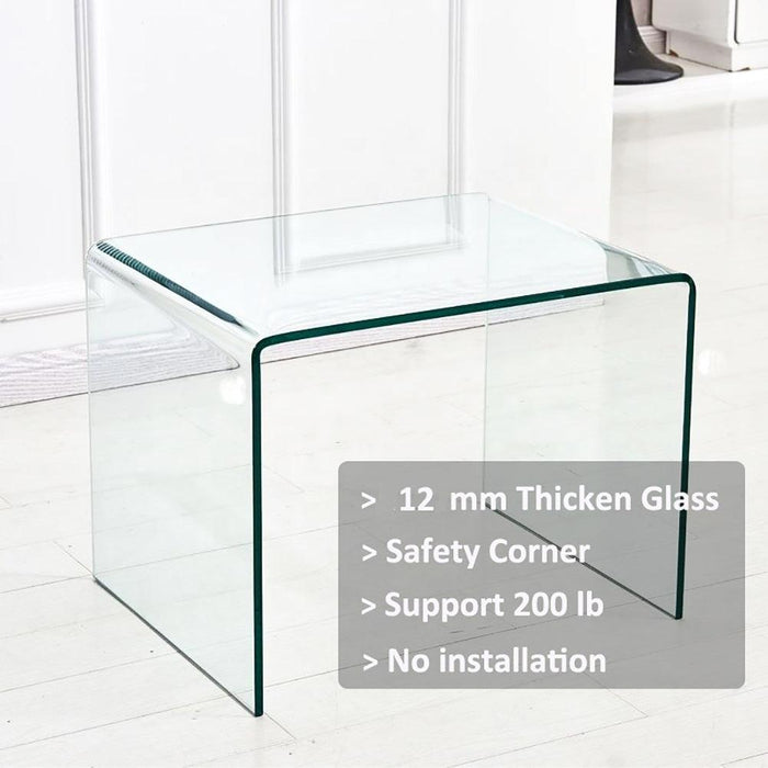 Small Clear Glass Side & End Table, Tempered Glass End Table Small Coffee Table