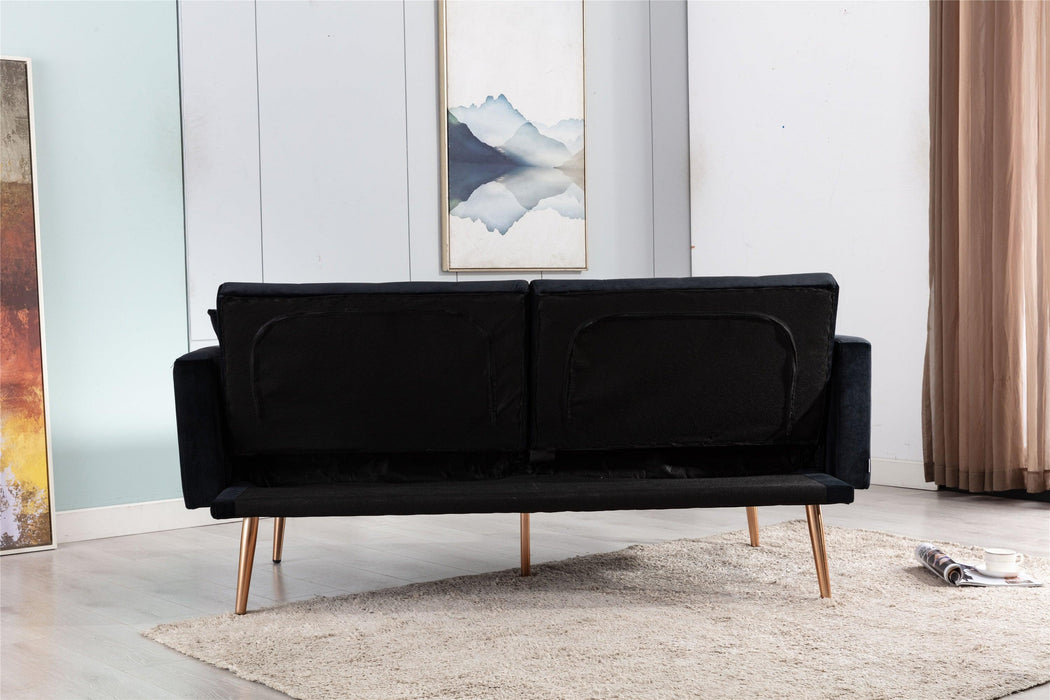 Velvet  Sofa , Accent sofa .loveseat sofa with rose gold metal feet  and  Black  Velvet