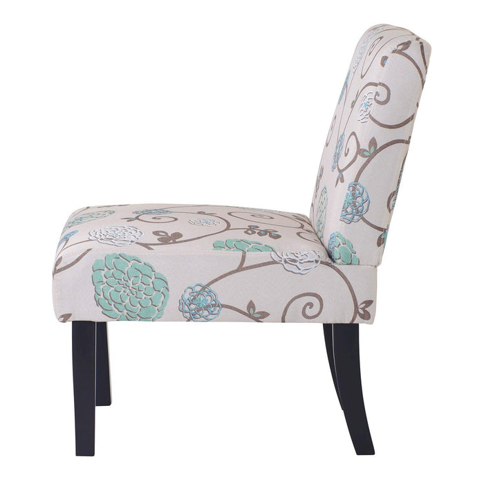 Upholstered Accent Armless Living Room Chair Set of 2 (Beige/Floral)