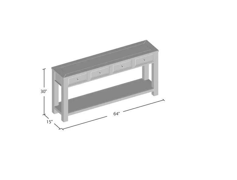 Sofa Table Antique White Rustic Solid woodStorage Table Open Shelf Bottom Living Room 1pc Side Table.