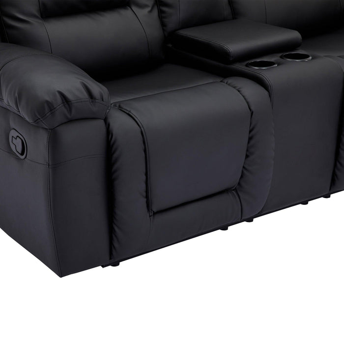 Home Theater Seating Manual Recliner, PU Leather Reclining Loveseat for Living Room