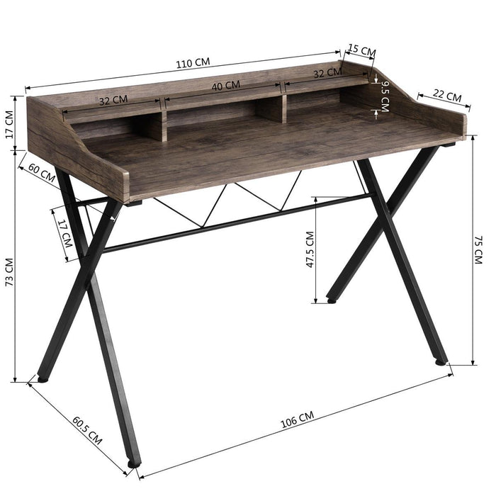 43.3" Computer Desk With 3 Open Cubbies - Beige & WHITE