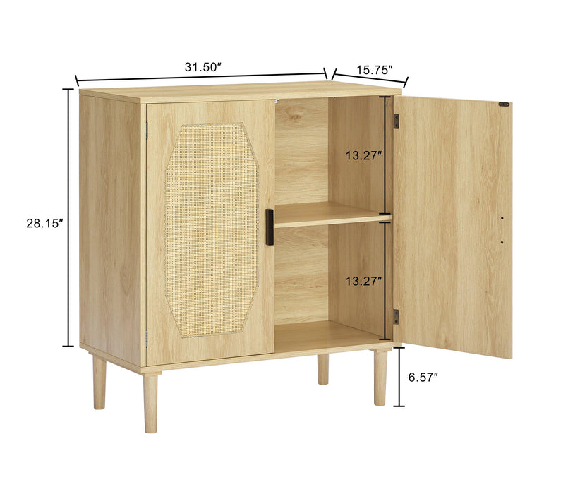 KitchenStorage cabinets with rattan decorative doors, buffets, wine cabinets, dining rooms, hallways, cabinet console tables, （Natural，31.5''LX 15.8''WX 34.6"H）.