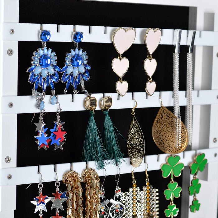 Full Mirror Fashion Simple JewelryStorage Cabinet  With Led Light  Can Be Hung On The Door Or Wall