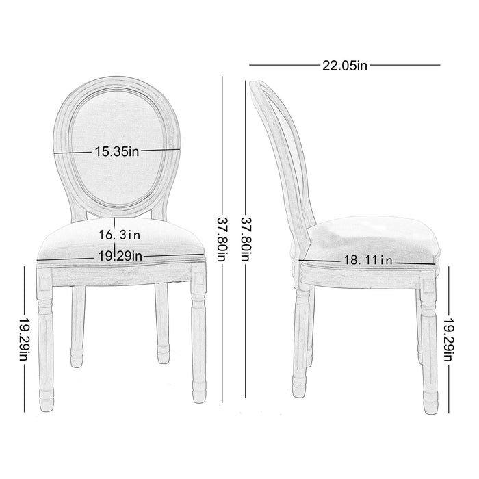 Upholstered Fabrice French Dining  Chair with rubber legs,Set of 2