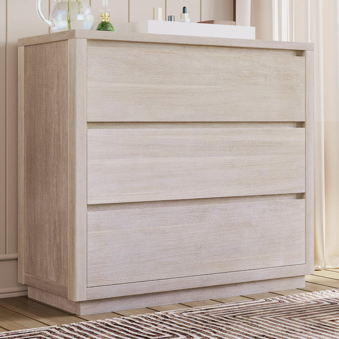 Modern Style Soild Wood 3-Drawer Chest for Bedroom, Living Room, Stone Gray