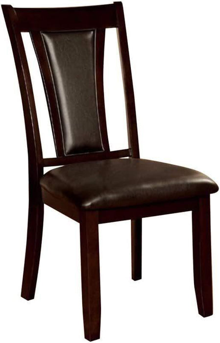 Contemporary Set of 2 Side Chairs Dark Cherry And Espresso Solid wood Chair Padded Leatherette Upholstered Seat Kitchen Dining Room Furniture