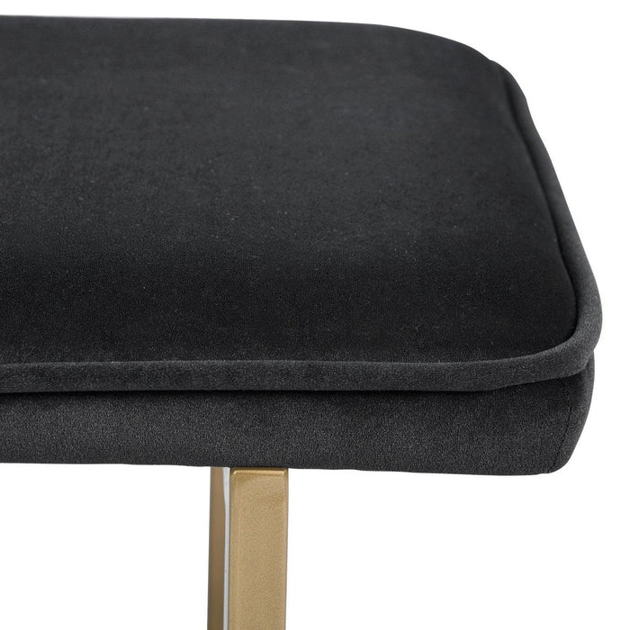 Set of 1 Upholstered Velvet Bench 44.5" W x 15" D x 18.5" H,Golden Powder Coating Legs  - Black