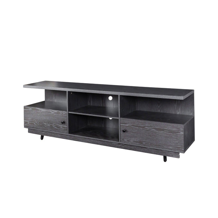 TV StandModern Wood Media Entertainment Center Console Table  with 2 Doors and 4 Open Shelves