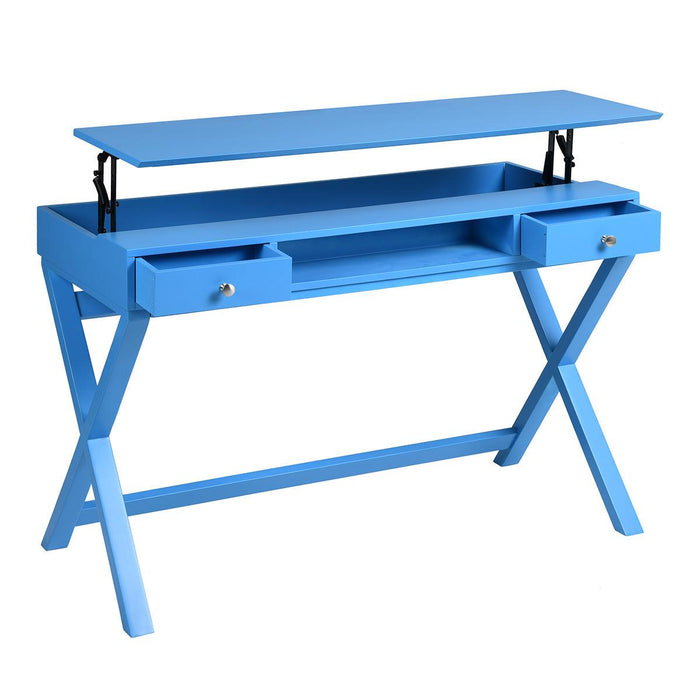 Lift Desk with 2 DrawerStorage, Computer Desk with Lift Table Top, Adjustable Height Table for Home Office, Living Room,BLUE