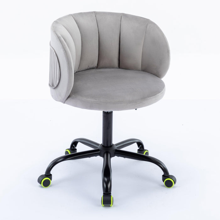 Zen Zone Velvet Leisure office chair, suitable for study and office, can adjust the height, can rotate 360 degrees, with pulley，Grey