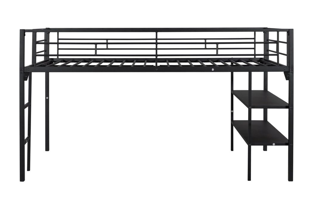 Low Loft bed withStorage shelves