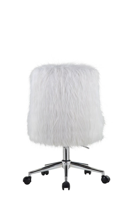 ACME Arundell II Office Chair in White Faux Fur & Chrome Finish OF00122