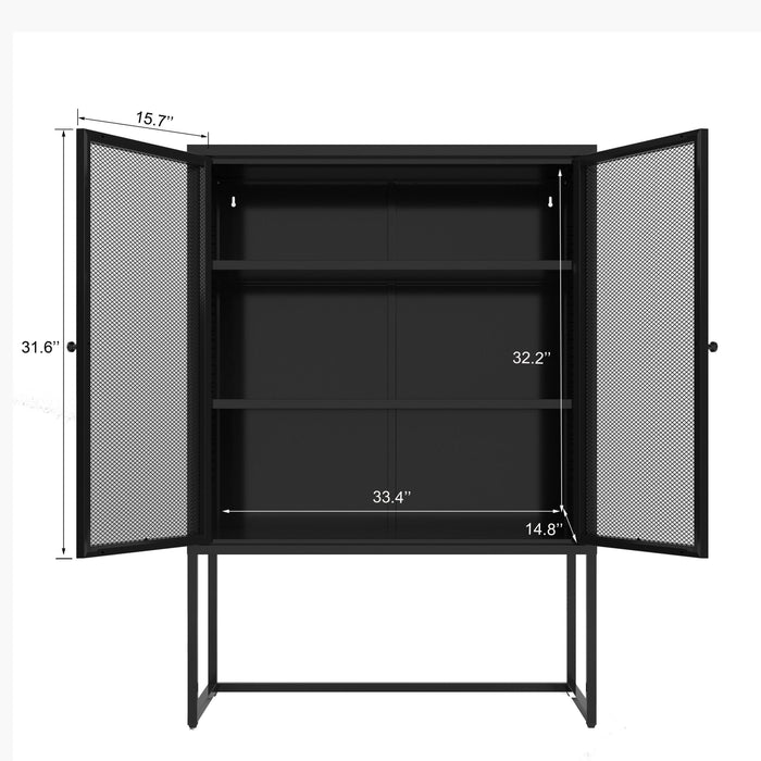 47.2 inches high MetalStorage Cabinet with 2 Mesh Doors, Suitable for Office, Dining Room and Living Room, Black