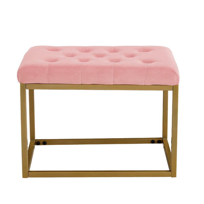 VelvetShoe Changing Stool, Footstool, Square Cushion Foot Stool, Sofa stool, Rest stool,Low Stool .Step Stool, Small Footrest .Suitable for Clothes Shop,Living Room, Porch, Fitting Room.Pink Bench