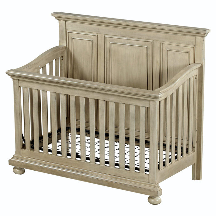 3 Pieces Nursery Sets Traditional Farmhouse Style 4-in-1 Convertible Crib +Dresser with Changing Topper, Stone Gray