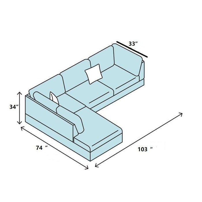 3 Piece Modular Sofa Set, (Black) Faux Leather Right Side Lounger with FreeStorage Footrest