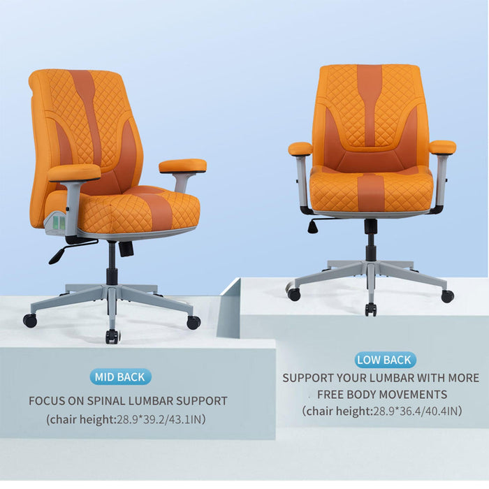 Office Desk Chair, Air Cushion Low Back Ergonomic Managerial Executive Chairs, Headrest and Lumbar Support Desk Chairs with Wheels and Armrest, Yellow/Grey