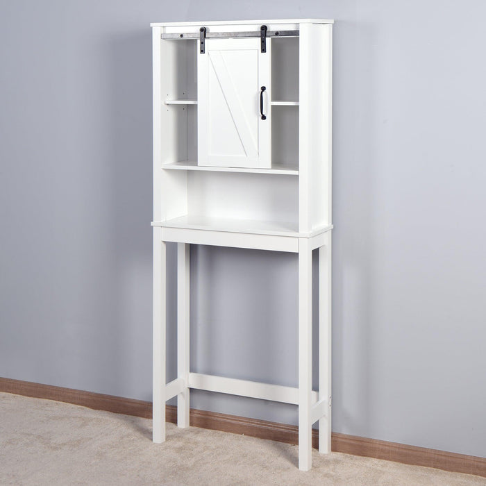 Over-the-ToiletStorage Cabinet, Space-Saving Bathroom Cabinet, with Adjustable Shelves and A Barn Door 27.16 x 9.06 x 67 inch