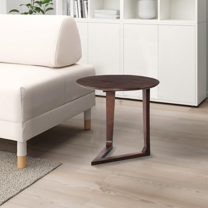 ManWood Round Side Table with  and Cantilever Base, Brown