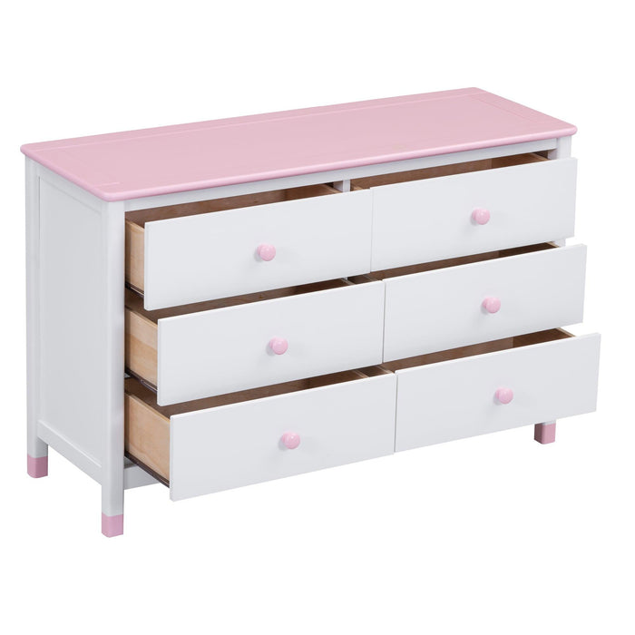 3-Pieces Bedroom Sets Twin Size Platform Bed with Nightstand andStorage dresser,White+Pink