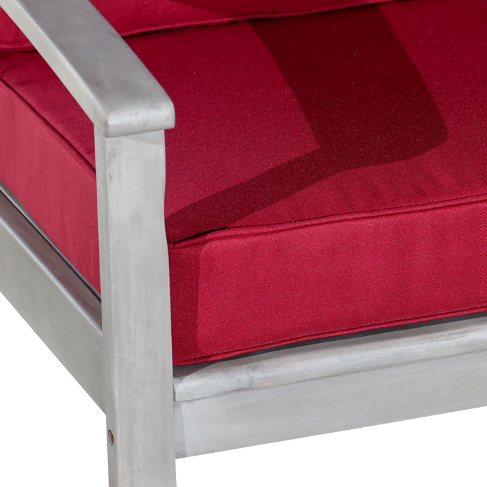 Deep Seat Eucalyptus Chair Silver Gray Finish, Burgundy Cushion