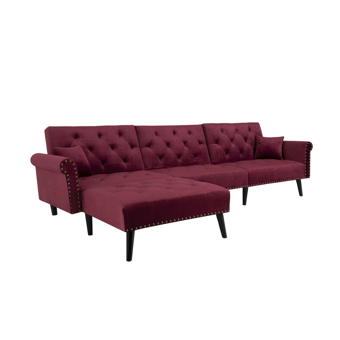 Convertible Sofa bed sleeper red velvet(W223S00006、W223S00458、W223S00712、W223S00873。Size difference, See Details in page.)