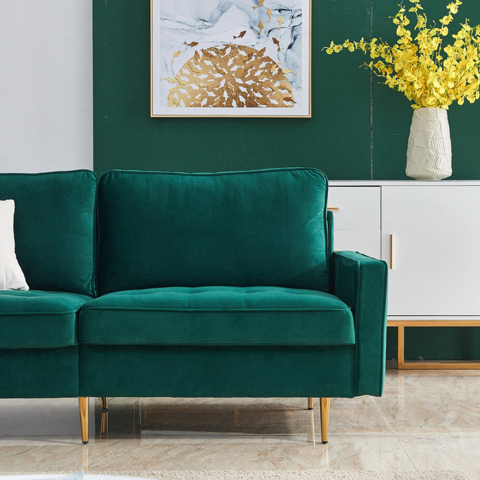 Modern Velvet  fabric sofa 71" - Emerald