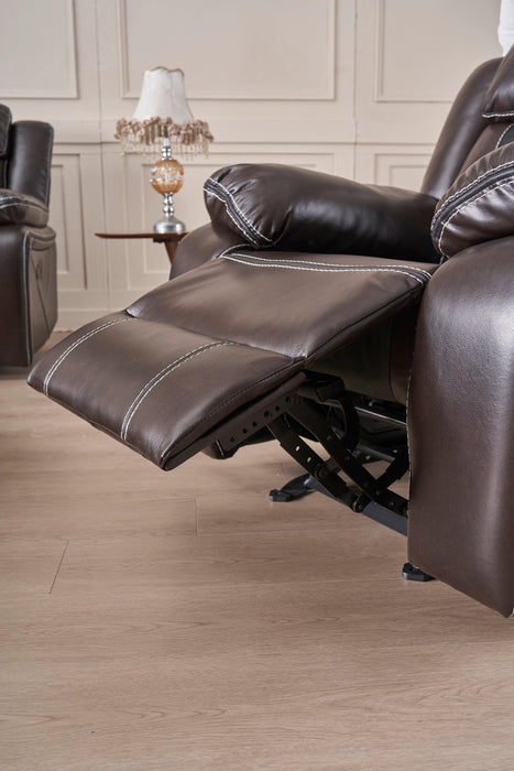 Reclining upholstered manual puller in faux leather, Brown 38.58*38.58*40.16