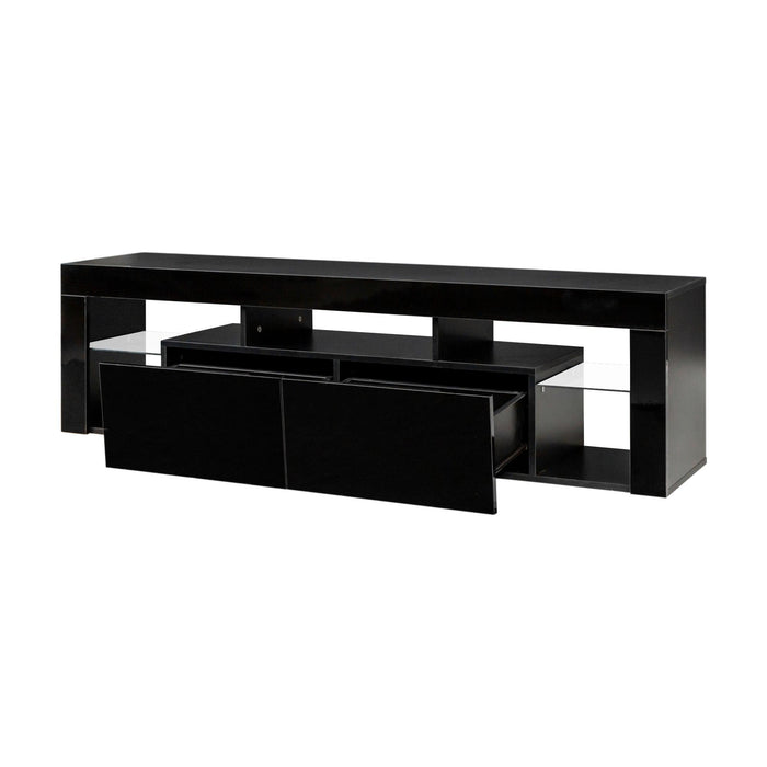 FURNITURE & RUGS TV Stand 160 LED Wall Mounted Floating 63" TV Stand (black)