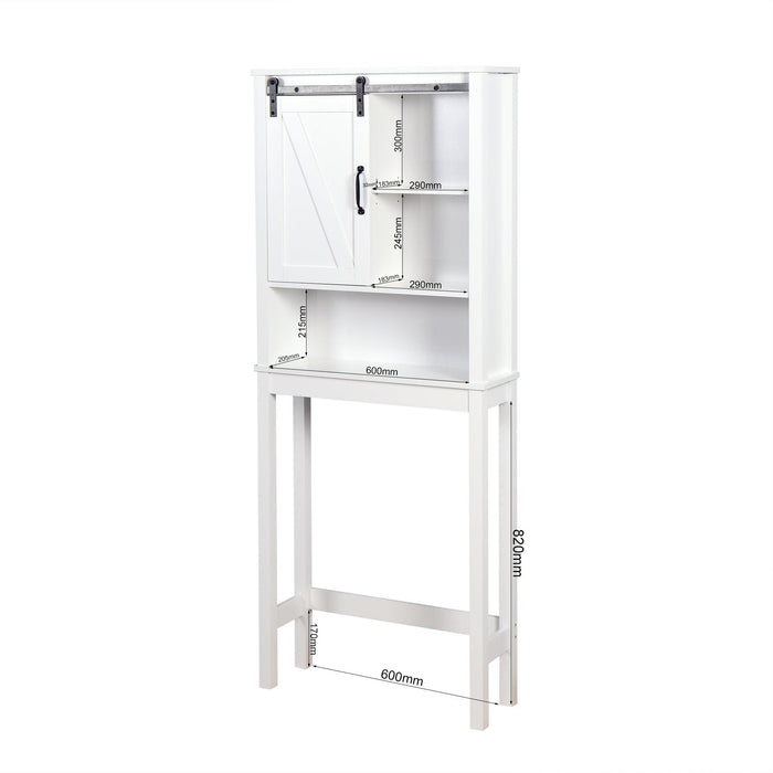 Over-the-ToiletStorage Cabinet, Space-Saving Bathroom Cabinet, with Adjustable Shelves and A Barn Door 27.16 x 9.06 x 67 inch