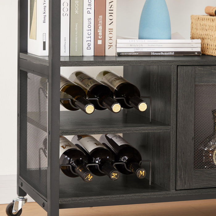 Wine shelf table,Modern wine bar cabinet, console table, bar table, TV cabinet, sideboard withStorage compartment, can be used in living room, dining room, kitchen, entryway, hallway.Dark Grey.