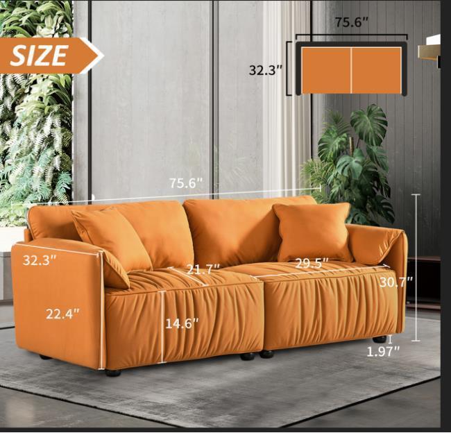 75.59” Sofa Couch,Modern Sofa Loveseat, Oversize Deep Seat Sofa