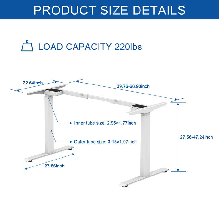 Ergonomic Standing Desk Base Workstation Frame Only，silver grey